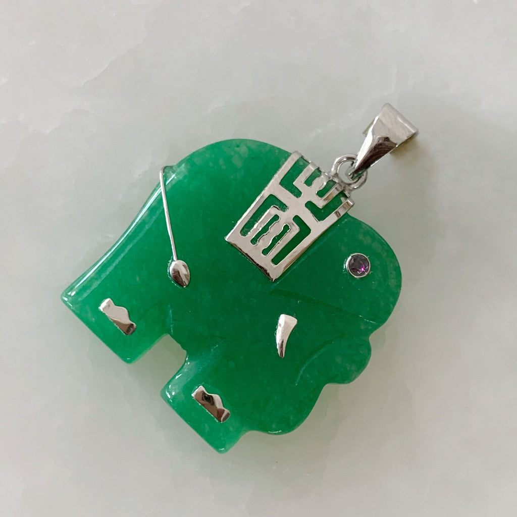 Dije Elefante de Jade Dyed con Plata 0.925 DI-925-07-L15