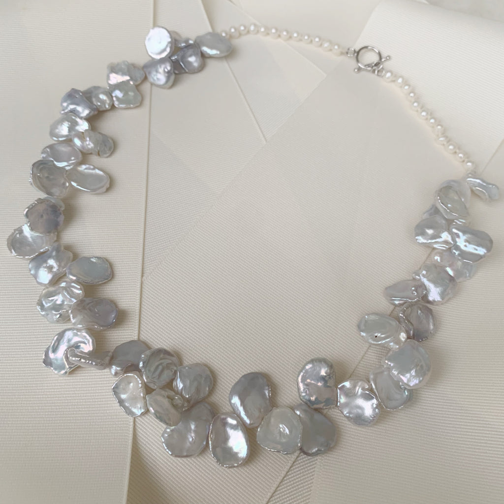 Exclusivo Collar de Perlas Keshi Sterling Silver Modelo 51-CLL-L29A00