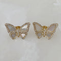 Aretes de Mariposas en Madre Perla y Plata Dorada Modelo 82-AR-L30A75
