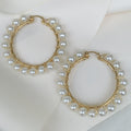 Bonitas Arracadas Grandes de Perlas en Oro Laminado Modelo 102-AR-L150
