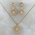 Juego de Cadena con Dije y Aretes en Plata Dorada 57-CD-AR-L32-L47A75