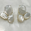 Aretes Colgantes de Madre Perla y Plata Dorada 118-AR-L46A00