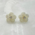 Aretes de Flor de Madre Perla y Plata Dorada 109-AR-L13A00