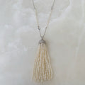 Cadena Larga con Dije de Tassel con Perlas en Plata 51-PCE-L64A00
