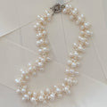 Magnifico Collar Fresh Water Pearls Blanco Con Broche De Rodio modelo 36-CLL-L13