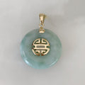 Dije Símbolo Lu Prosperity Jade Natural Oro Amarillo 14K DI-14-12-L89
