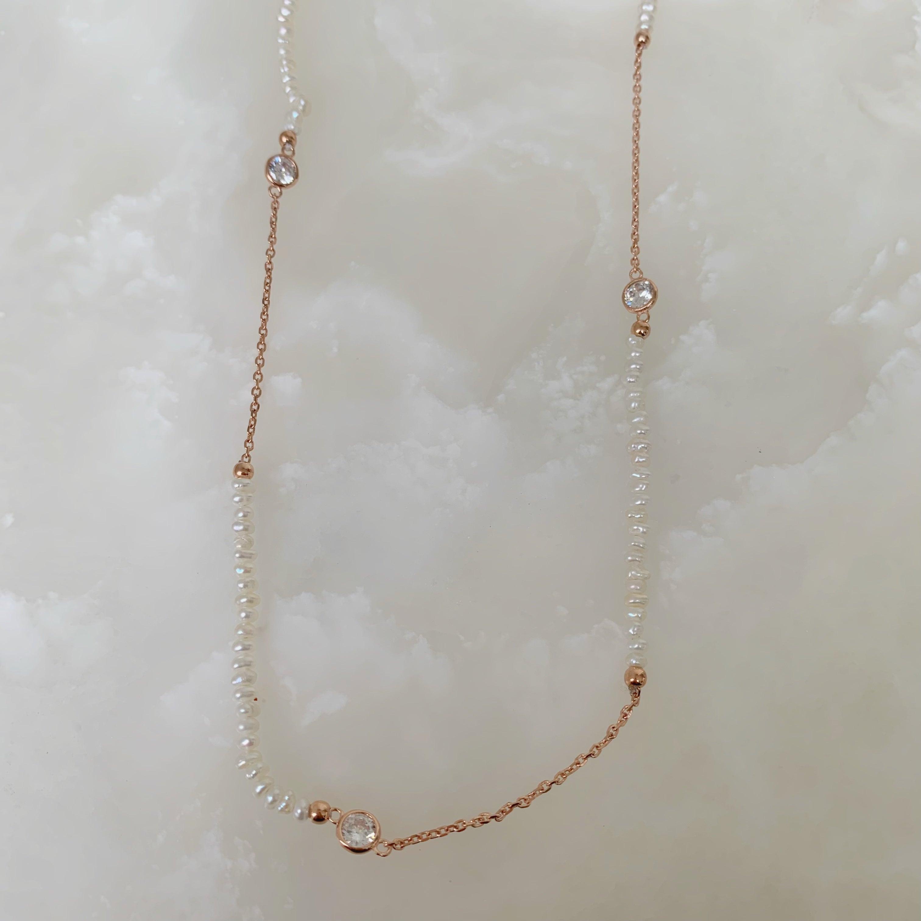 Cadena Larga en Rose Silver 54-PCE-L28A75