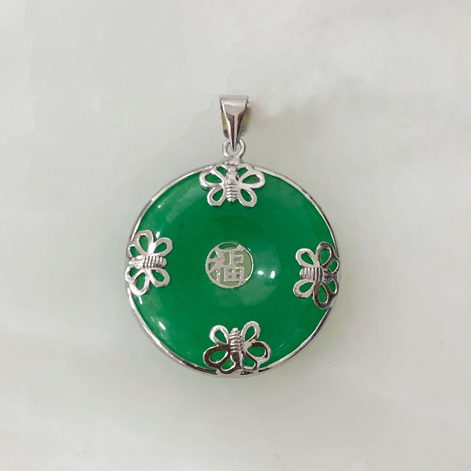 Dije Símbolo Fu de Jade Dyed con Plata 0.925 DI-925-11-L17
