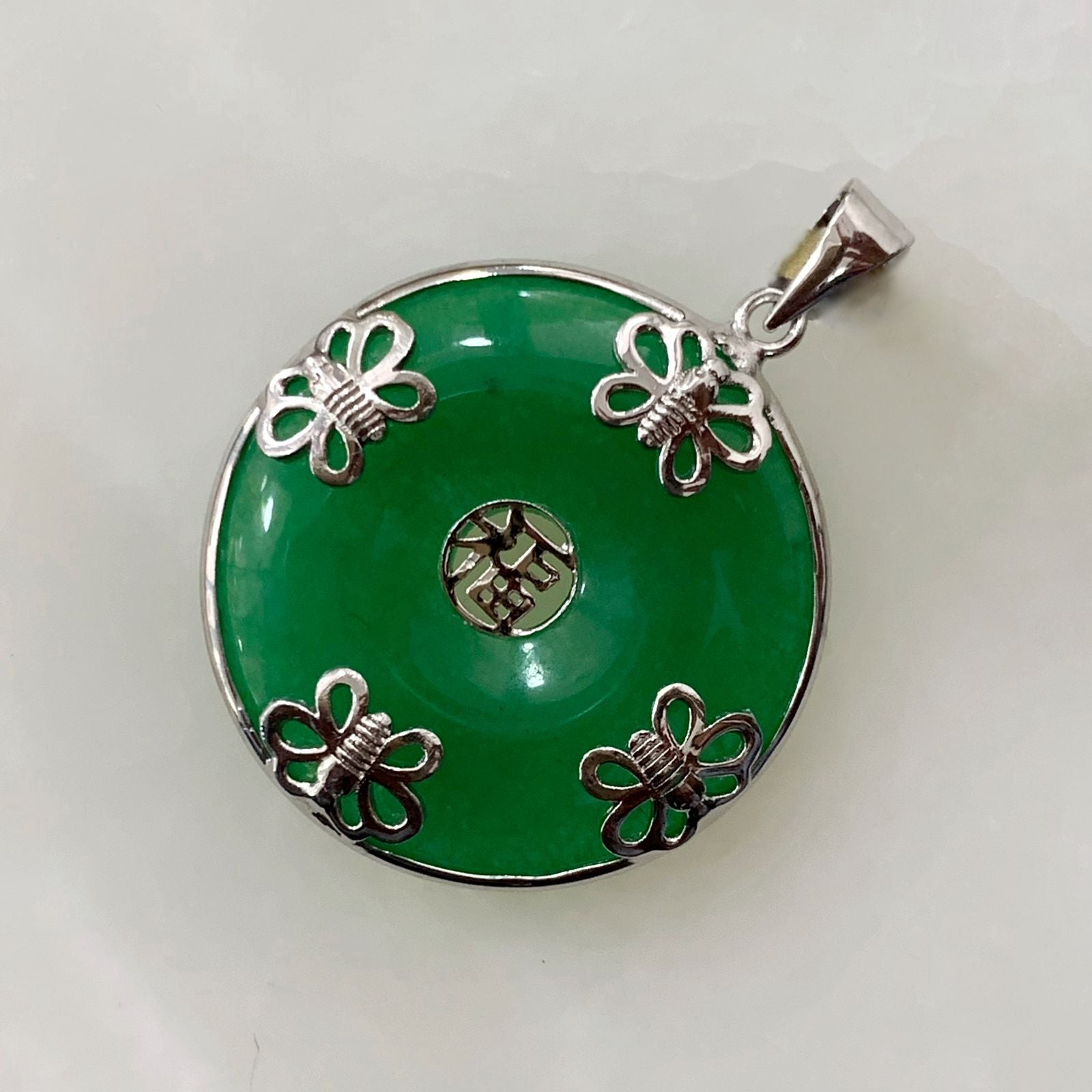Dije Símbolo Fu de Jade Dyed con Plata 0.925 DI-925-11-L17