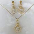 Exclusivo Juego de Cadena con Dije y Aretes en Plata Dorada 68-CD-AR-L20-L35A75