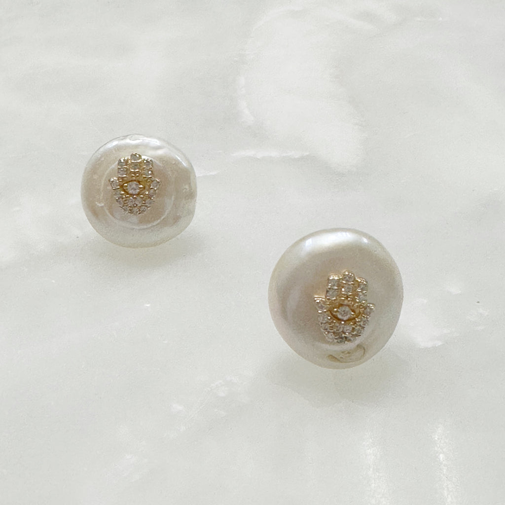 Aretes de Perla Natural y Plata Dorada 117-AR-L15A50