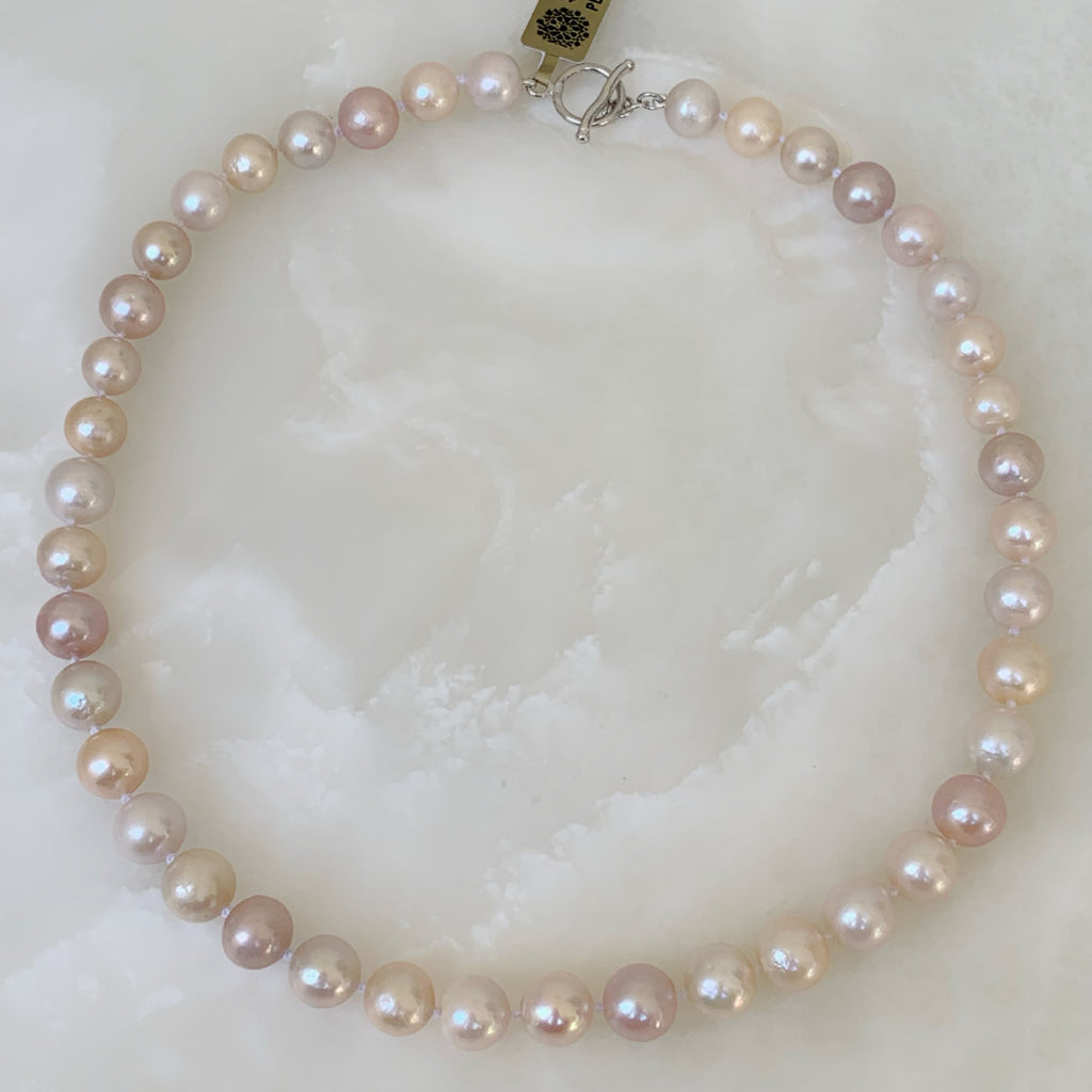 Hermoso Collar Fresh Water Pearls en tonos pasteles Sterling Silver 58-CLL-L18