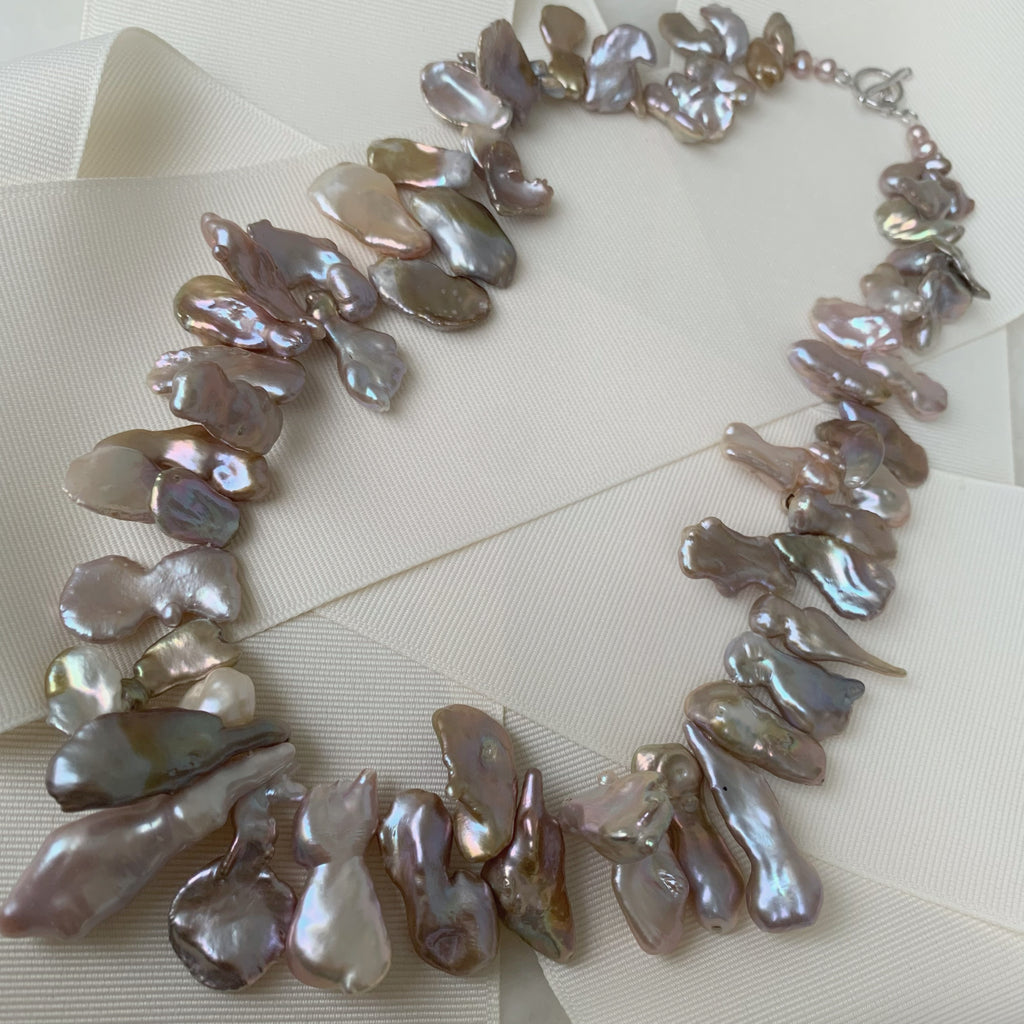 Exclusivo Collar de Perlas Keshi Sterling Silver Modelo 50-CLL-L49A00