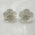 Aretes de Flor de Madre Perla y Plata Dorada 114-AR-L26A50