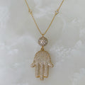 Cadena con Dije de Hamsa en Plata Dorada 48-PCE-L44A75