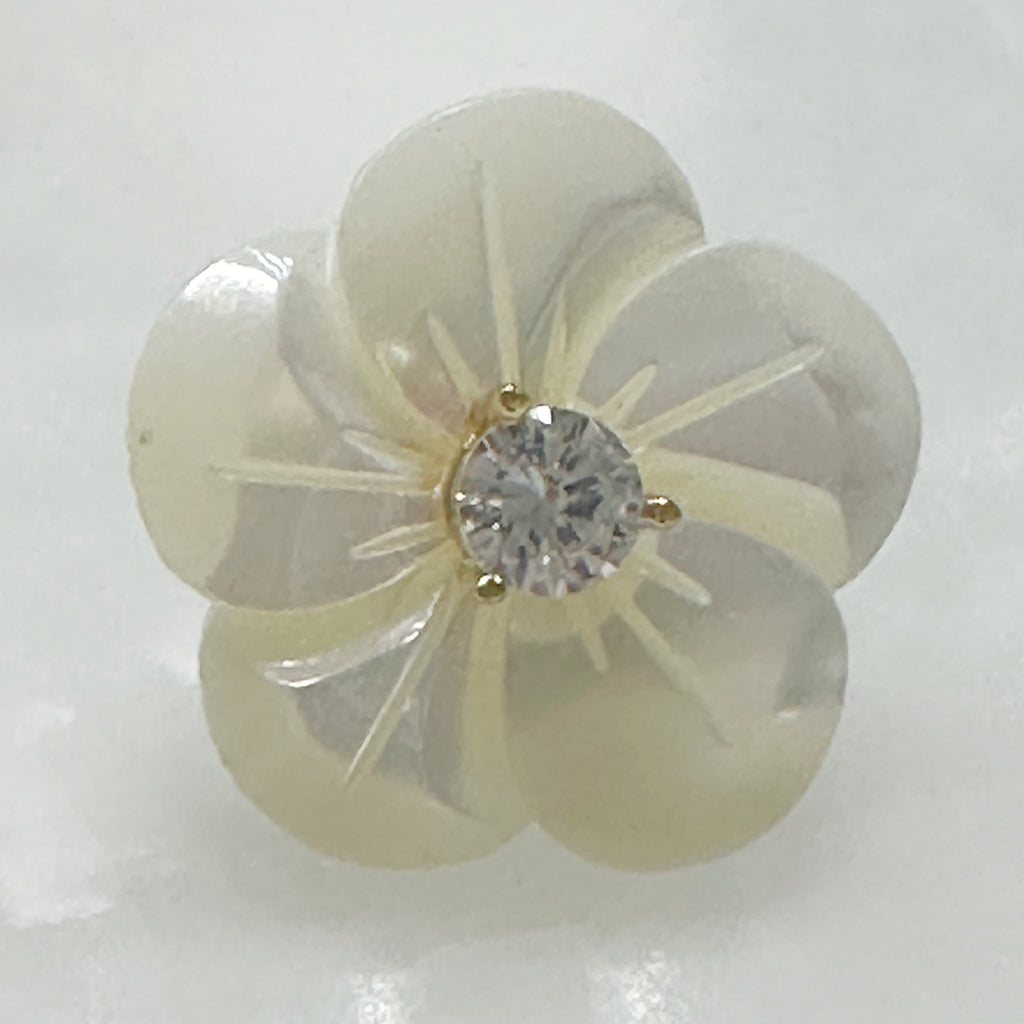 Aretes de Flor en Madre Perla y Plata Dorada 110-AR-L15A50