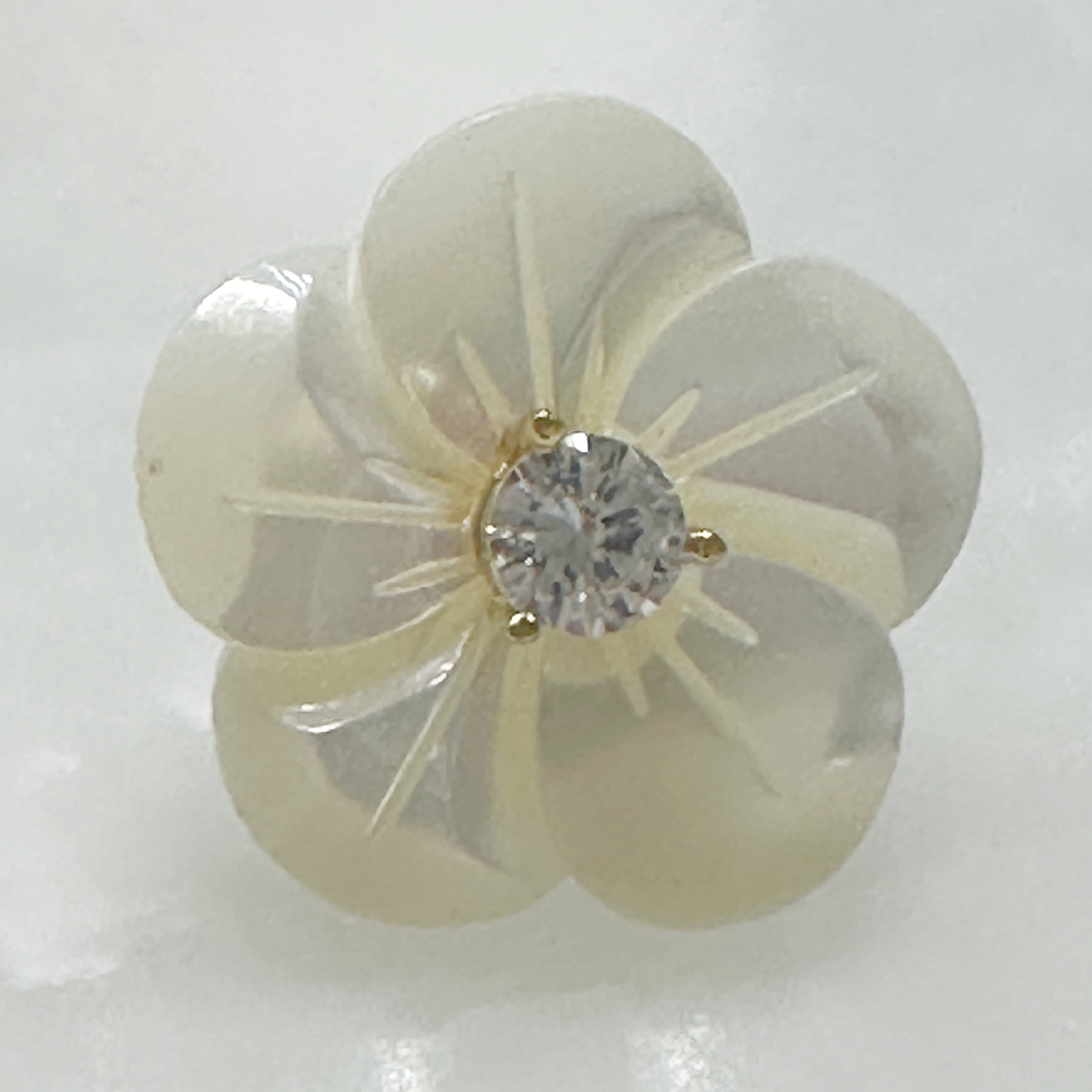 Aretes de Flor en Madre Perla y Plata Dorada 110-AR-L15A50