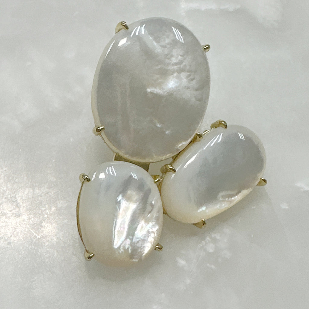 Aretes Colgantes de Madre Perla y Plata Dorada 118-AR-L46A00