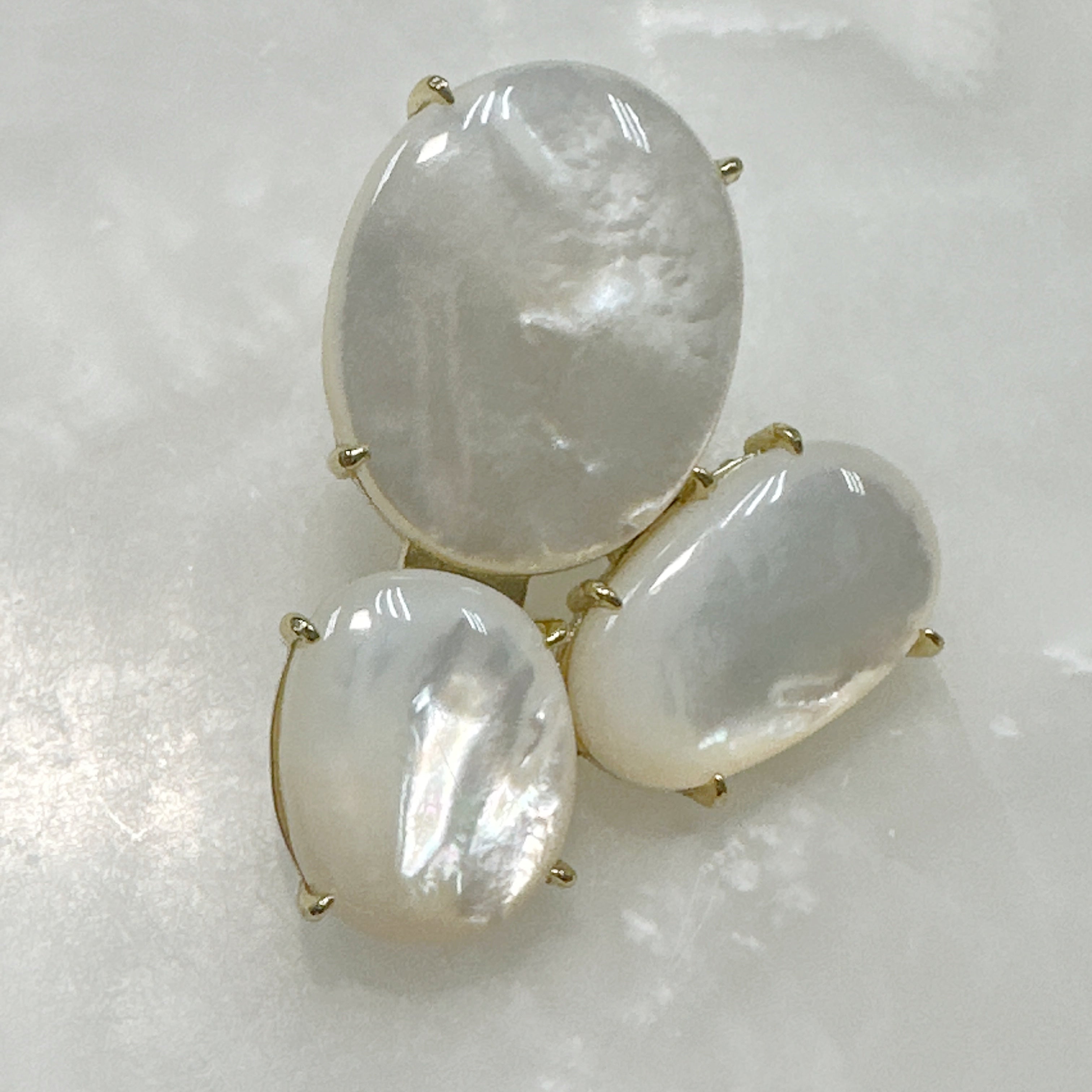 Aretes Colgantes de Madre Perla y Plata Dorada 118-AR-L46A00
