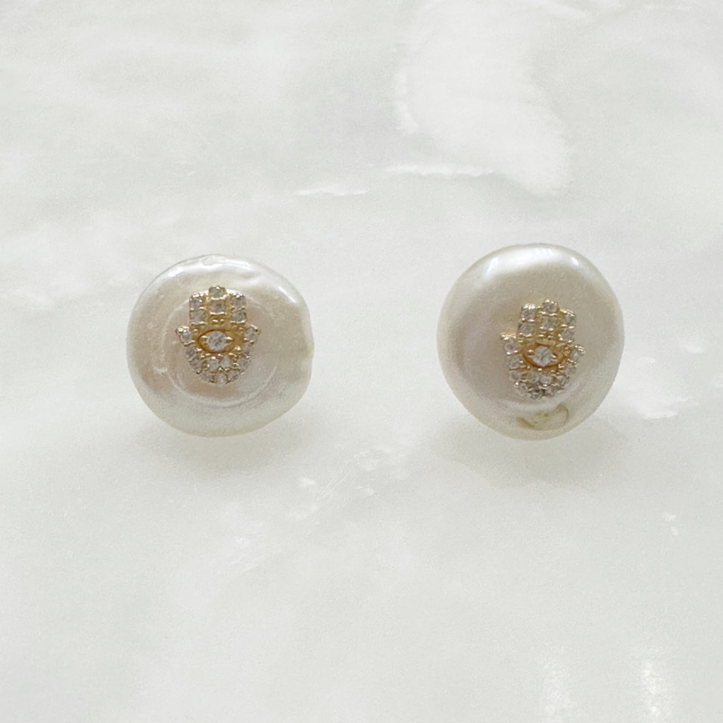 Aretes de Perla Natural y Plata Dorada 117-AR-L15A50