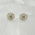 Aretes de Flor de Madre Perla y Plata Dorada 116-AR-L9A00