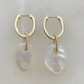 Aretes en Madre Perla y Plata Dorada Modelo 60-AR-L31A50