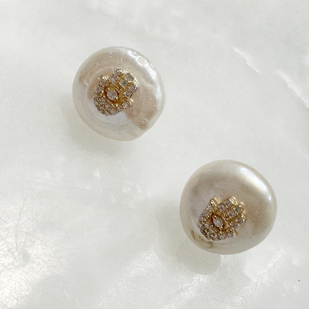 Aretes de Perla Natural y Plata Dorada 117-AR-L15A50