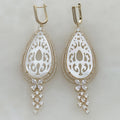 Aretes Largos en Madre Perla y Plata Dorada 51-AR-L66A75