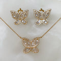 Juego de Cadena con Dije y Aretes en Plata Dorada 56-CD-AR-L36-L20A50