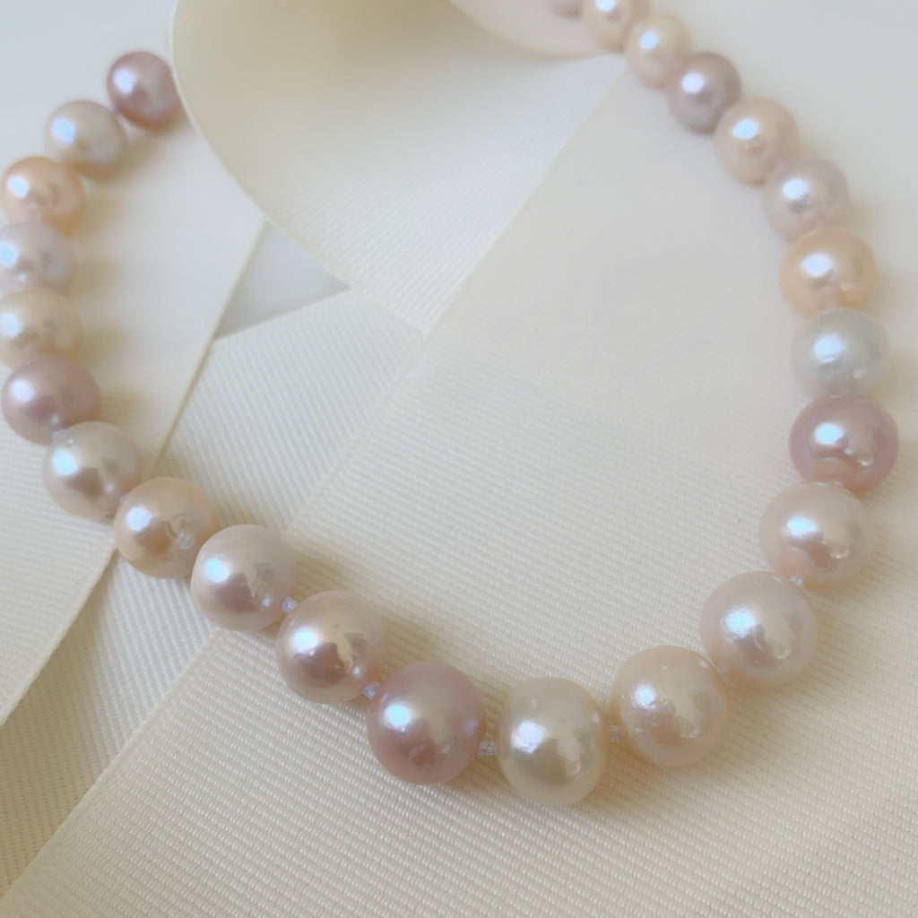 Hermoso Collar Fresh Water Pearls en tonos pasteles Sterling Silver 58-CLL-L20