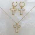 Juego de Cadena con Dije y Aretes en Madre Perla y Plata Dorada 59-CD-AR-L13A25-L27A25
