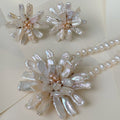 Exclusivo Juego de Collar con Dije-Prendedor y Aretes en Perla Keshi y Sterling Silver 54-CLL-L160A00