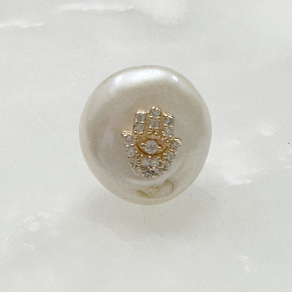 Aretes de Perla Natural y Plata Dorada 117-AR-L15A50