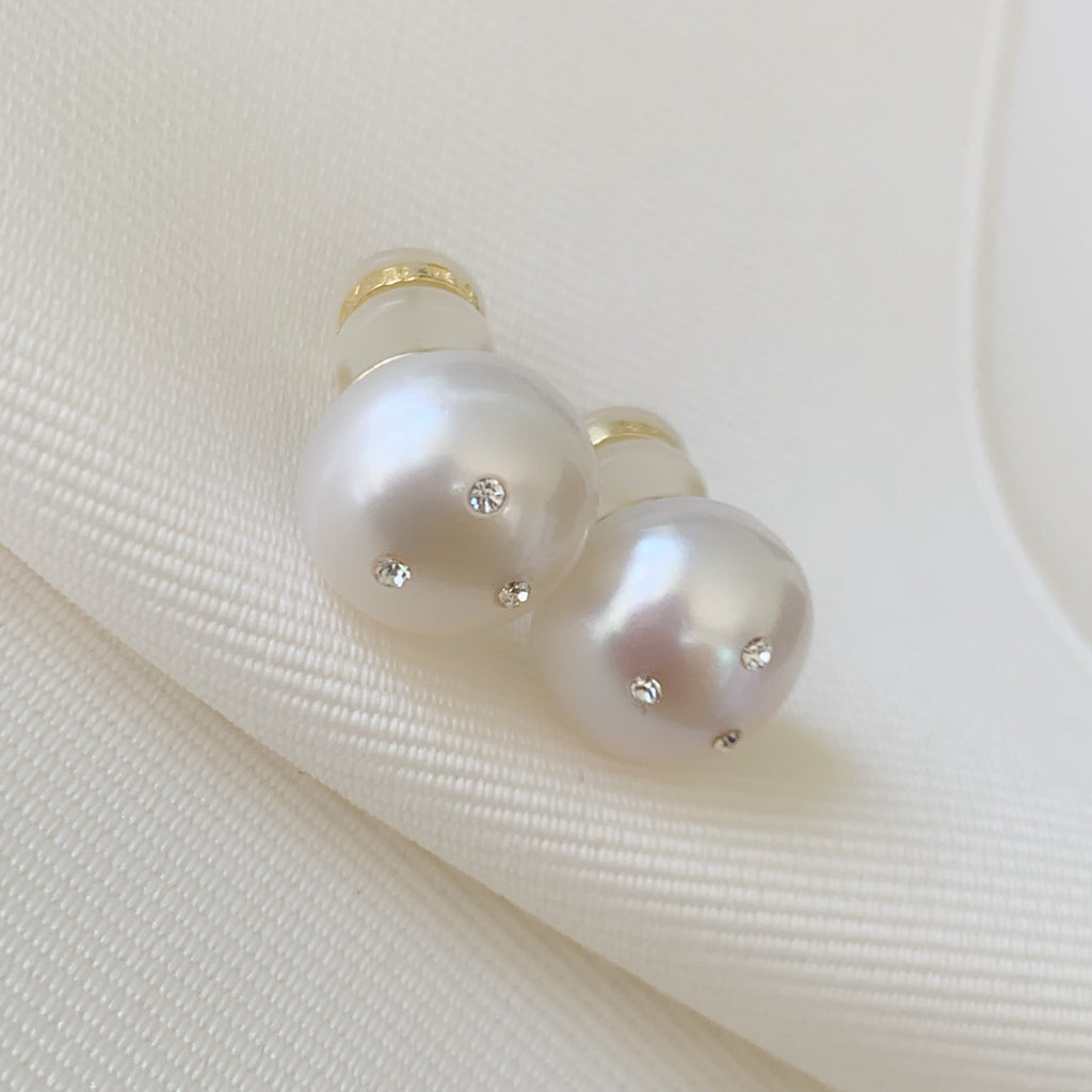 Aretes Perla Natural y Plata Dorada 04-AR-L9A00