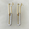 Aretes Colgantes en Pavé de Plata Dorada 35-AR-L29