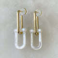 Aretes Colgantes en Madre Perla y Plata Dorada 36-AR-L19