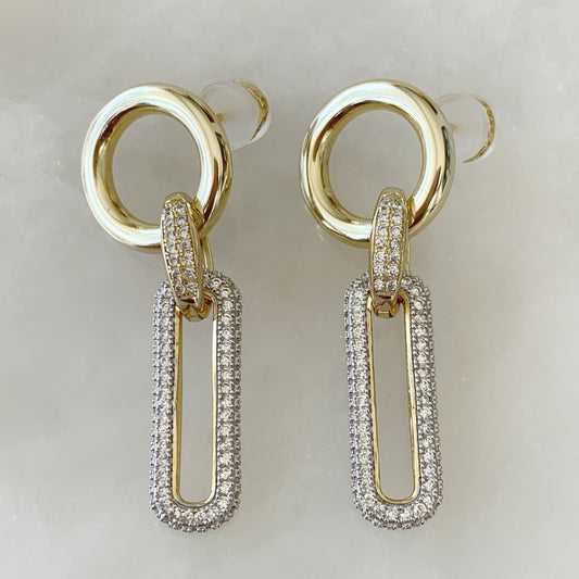 Aretes Colgantes en Pavé de Plata Dorada 34-AR-L41