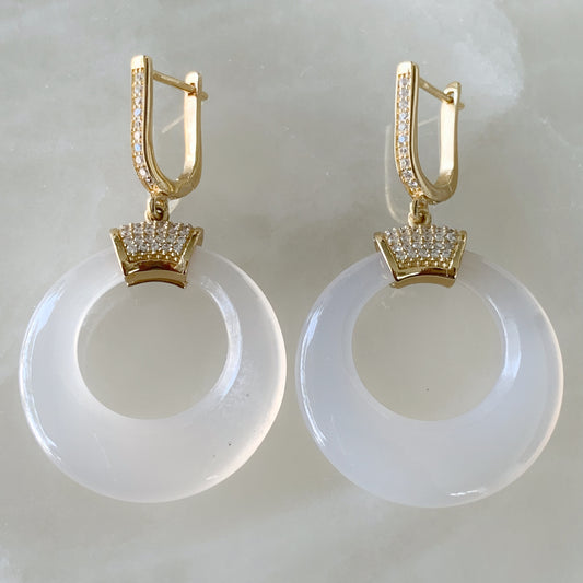 Aretes Colgantes en Madre Perla y Plata Dorada 29-AR-L23