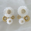 Aretes de Flor en Madre Perla y Plata Dorada 46-AR-L35