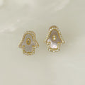Aretes Mano de Fátima en Madre Perla y Plata Dorada 15-AR-L14A25