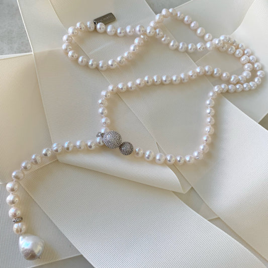 Collar de Perlas Extra Largo Sterling Silver 19-CLL-L45A00